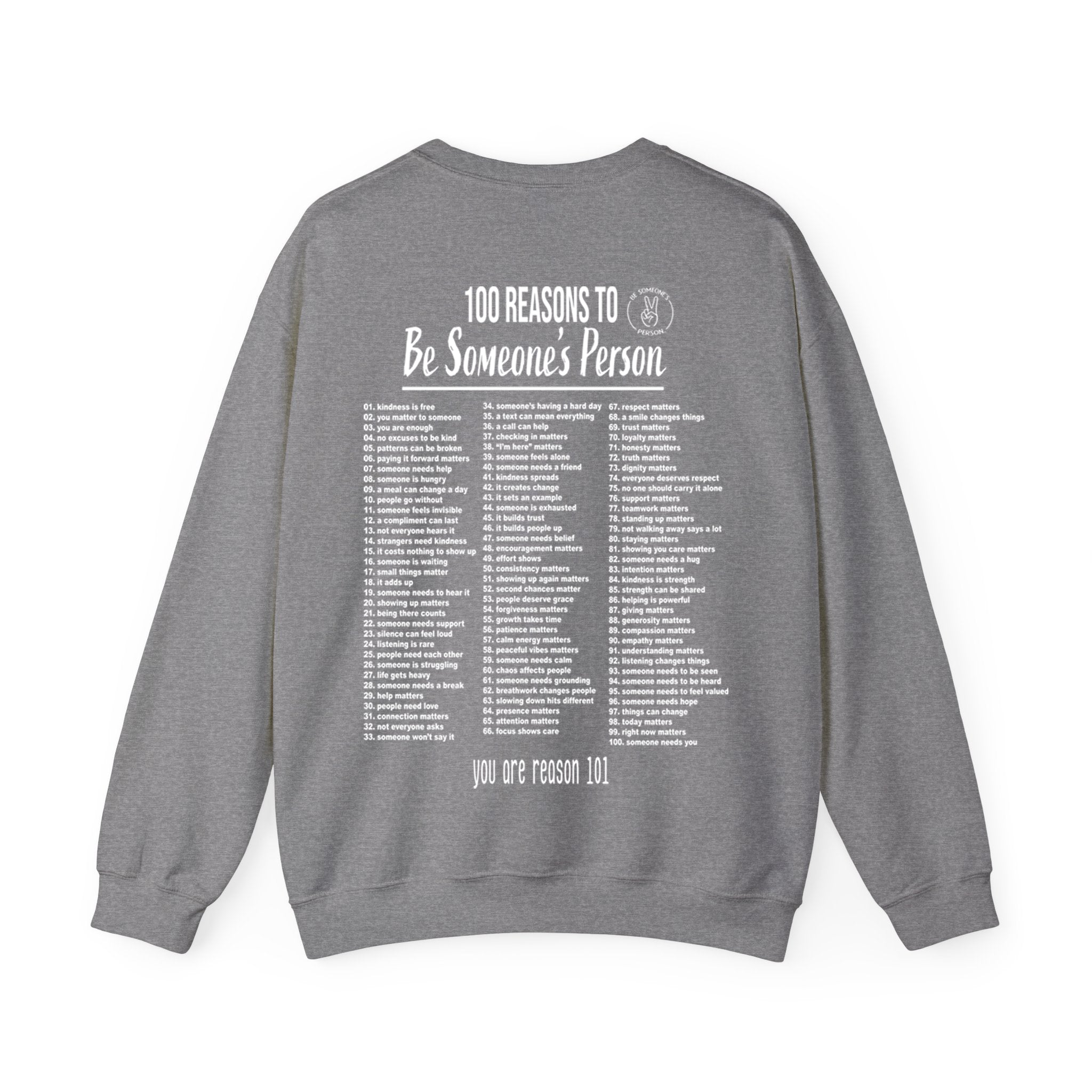 100 razones para ser el "person" de alguien (sudaderas estampadas en la espalda)