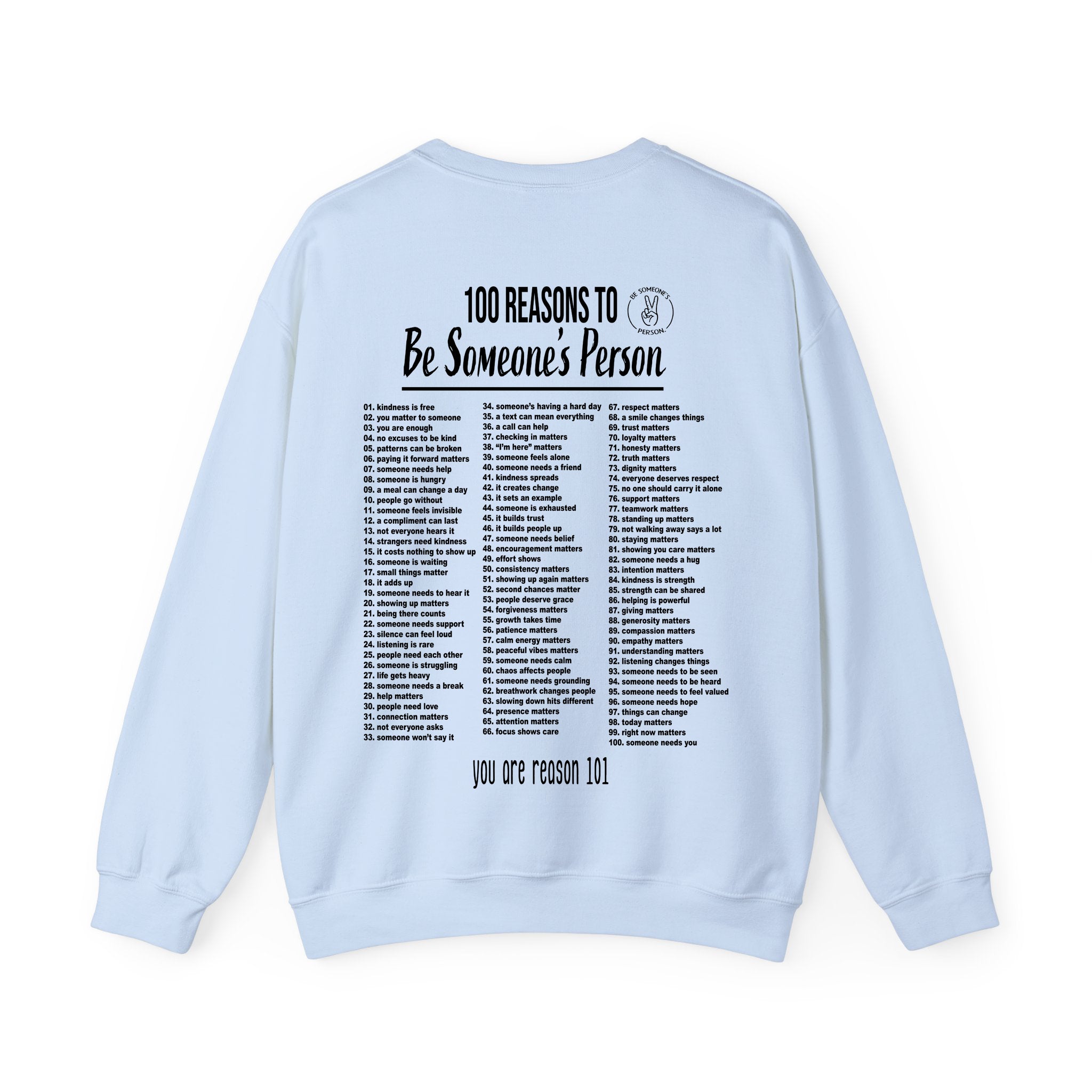 100 razones para ser el "person" de alguien (sudaderas estampadas en la espalda)