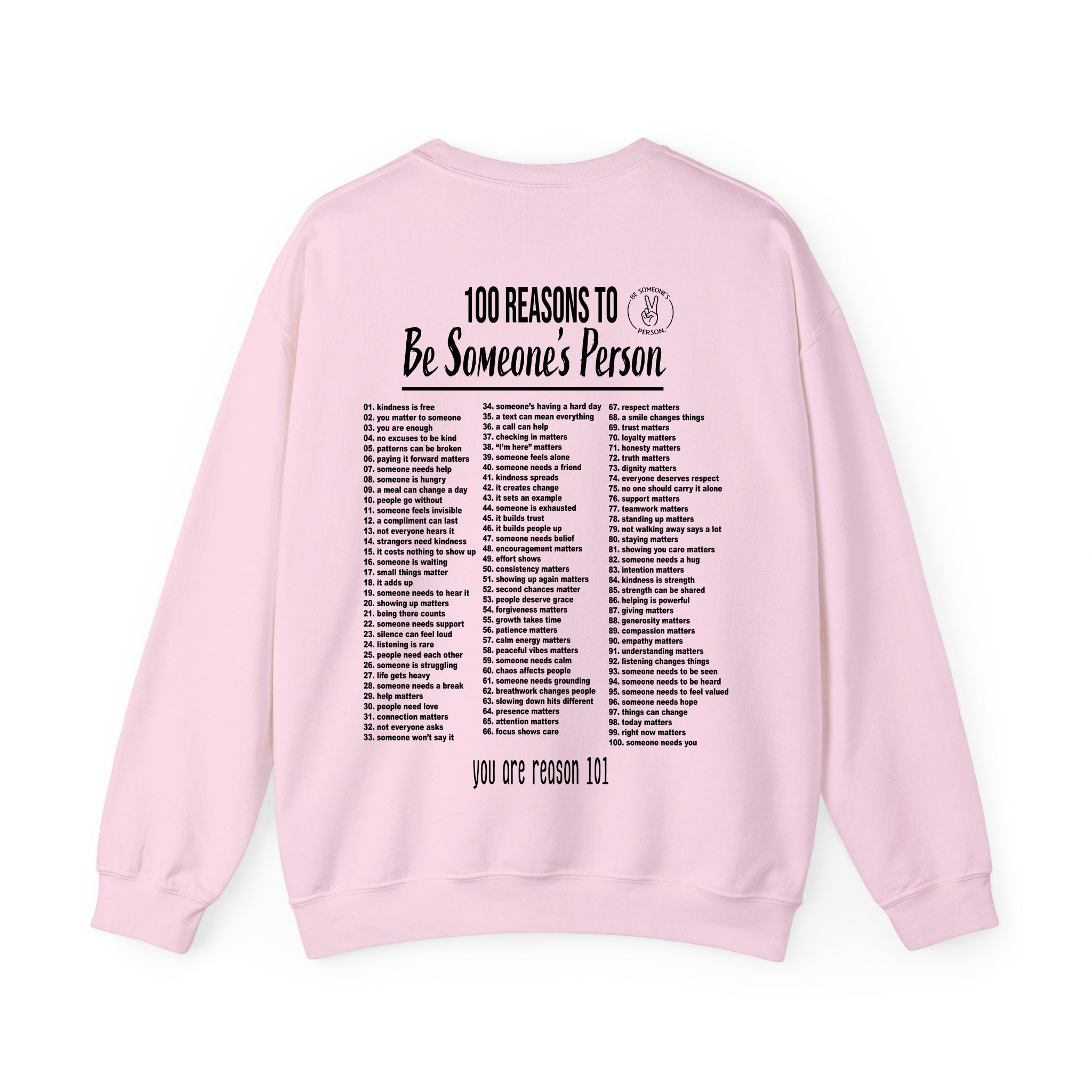 100 razones para ser el "person" de alguien (sudaderas estampadas en la espalda)