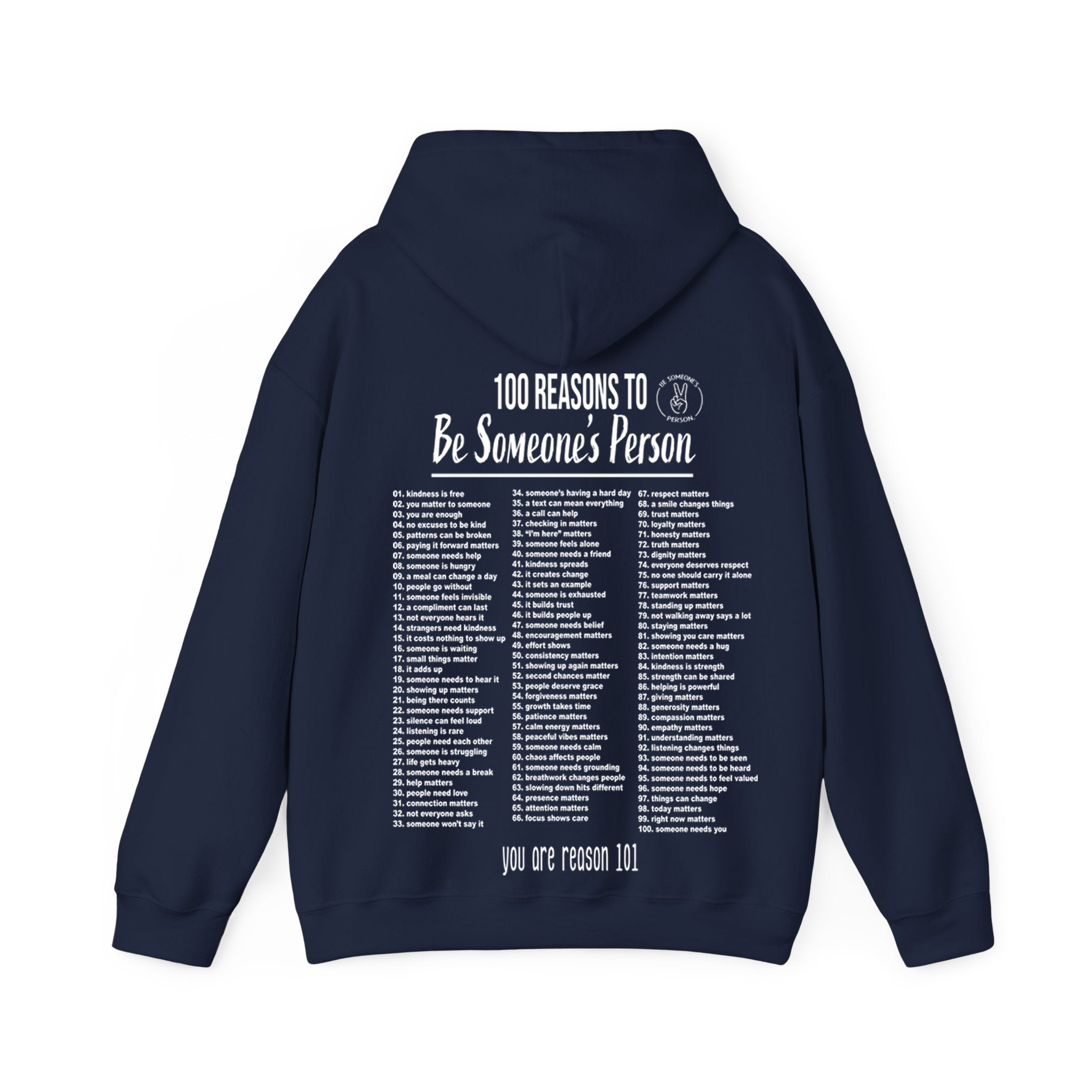 100 razones para ser la persona de alguien Sudaderas con capucha - impresión trasera