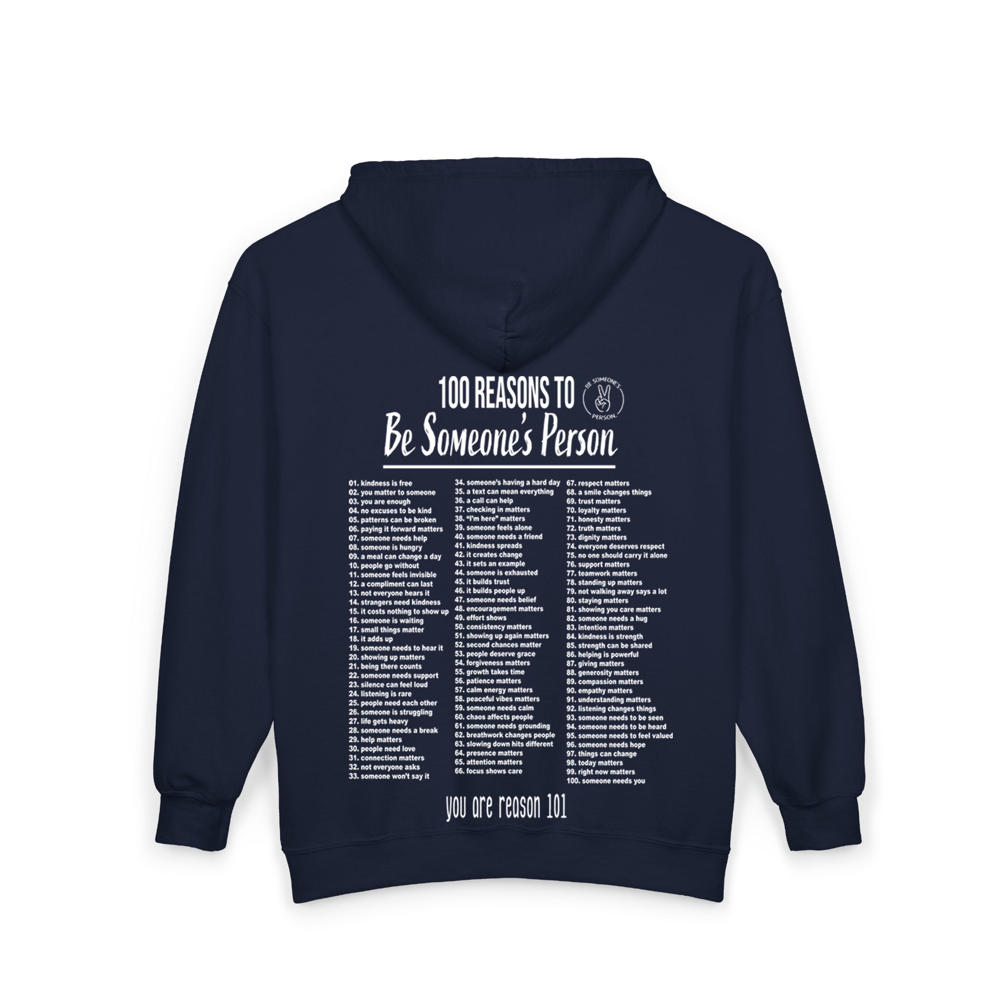 100 razones para ser la persona de alguien. Sudaderas con capucha con cremallera - anverso y reverso