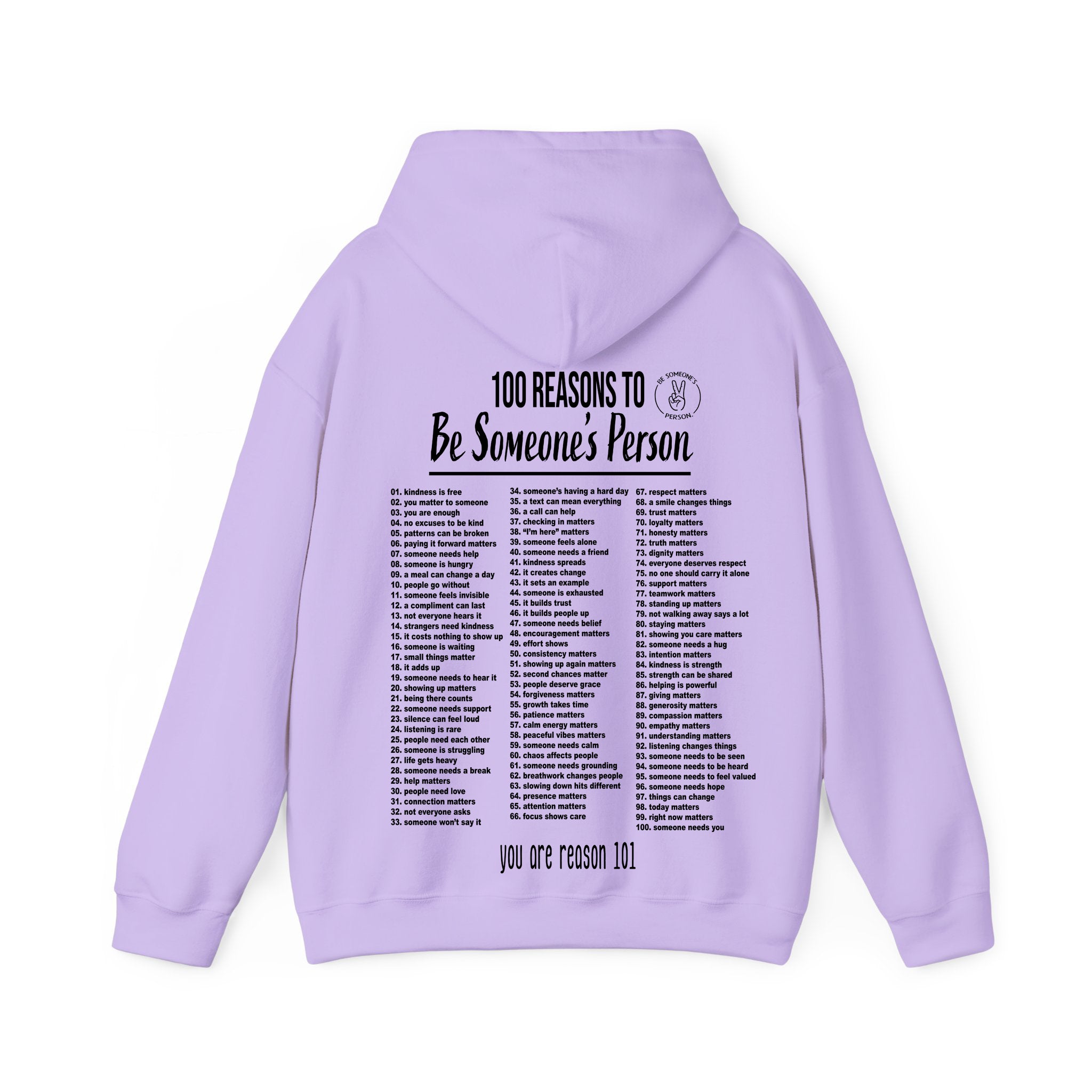 100 razones para ser la persona de alguien Sudaderas con capucha - impresión trasera