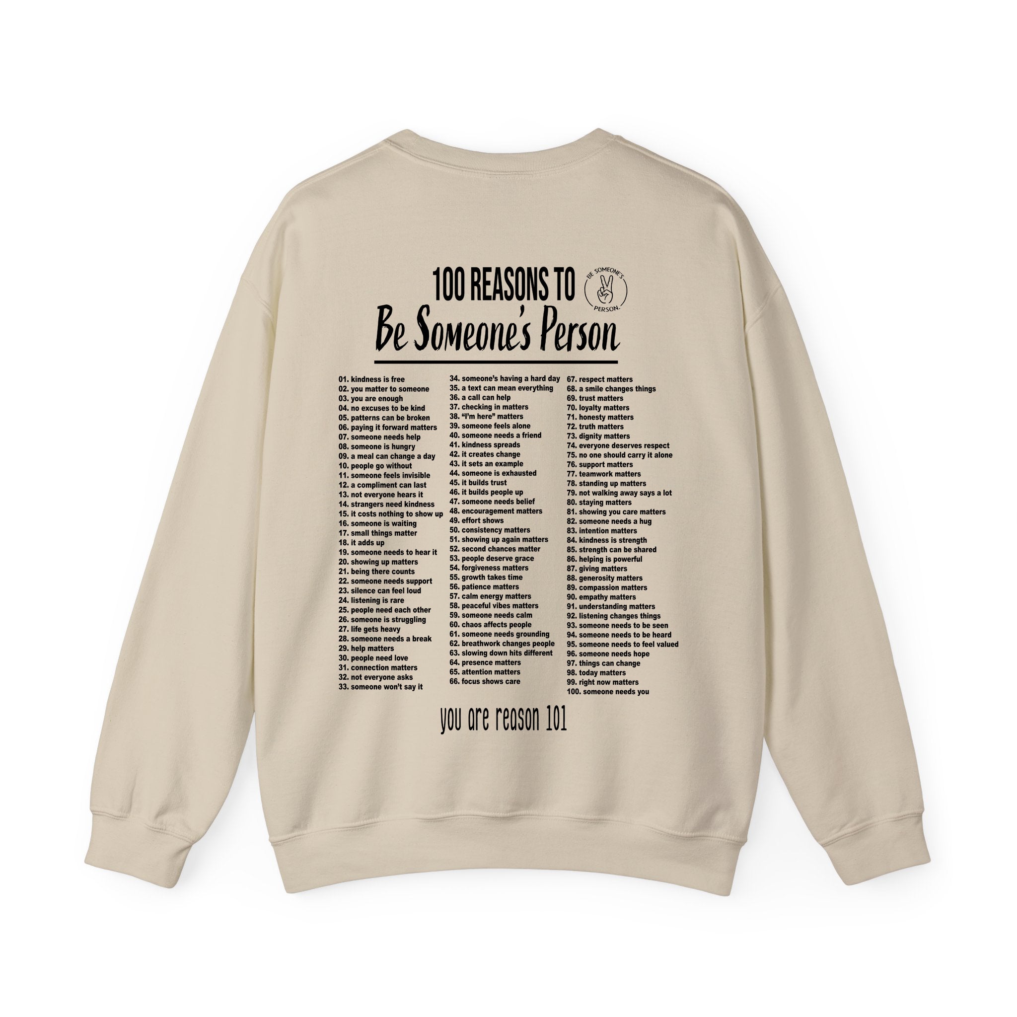 100 razones para ser el "person" de alguien (sudaderas estampadas en la espalda)
