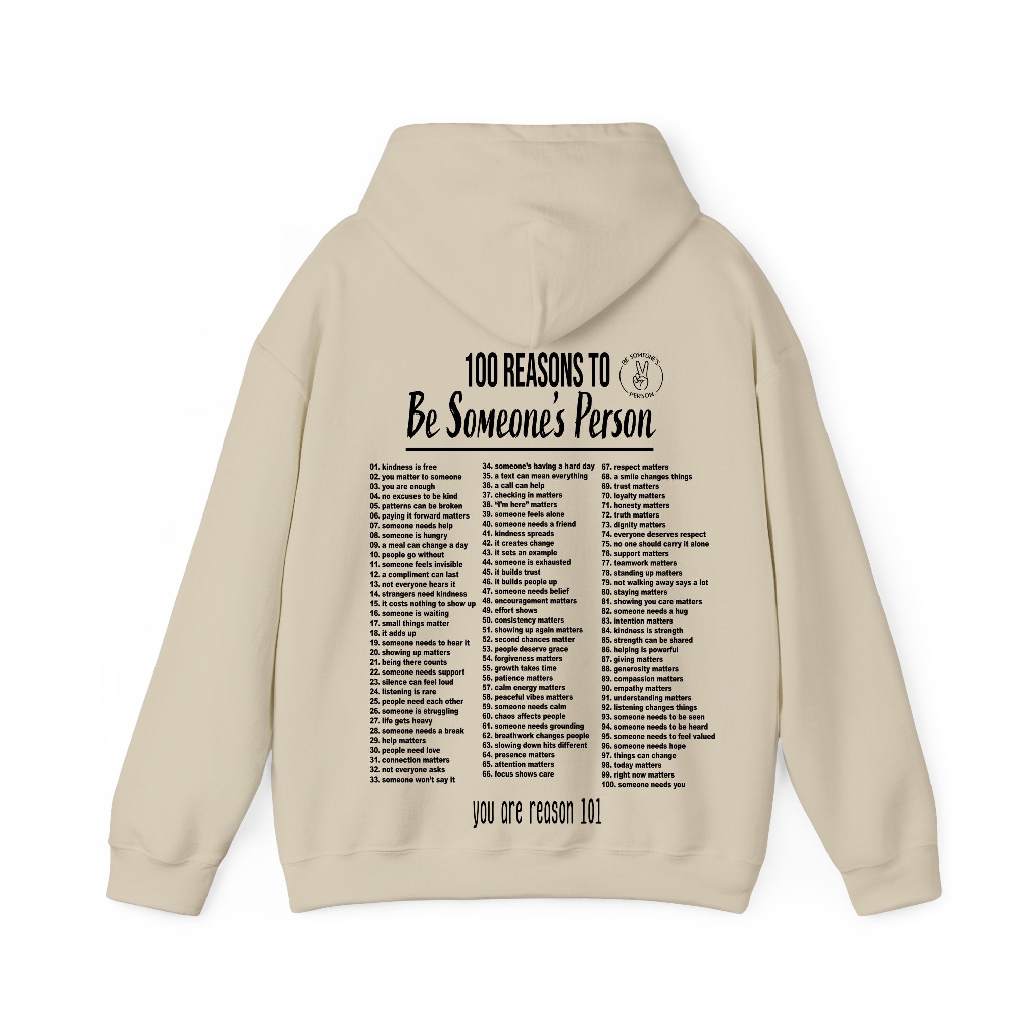 100 razones para ser la persona de alguien Sudaderas con capucha - impresión trasera