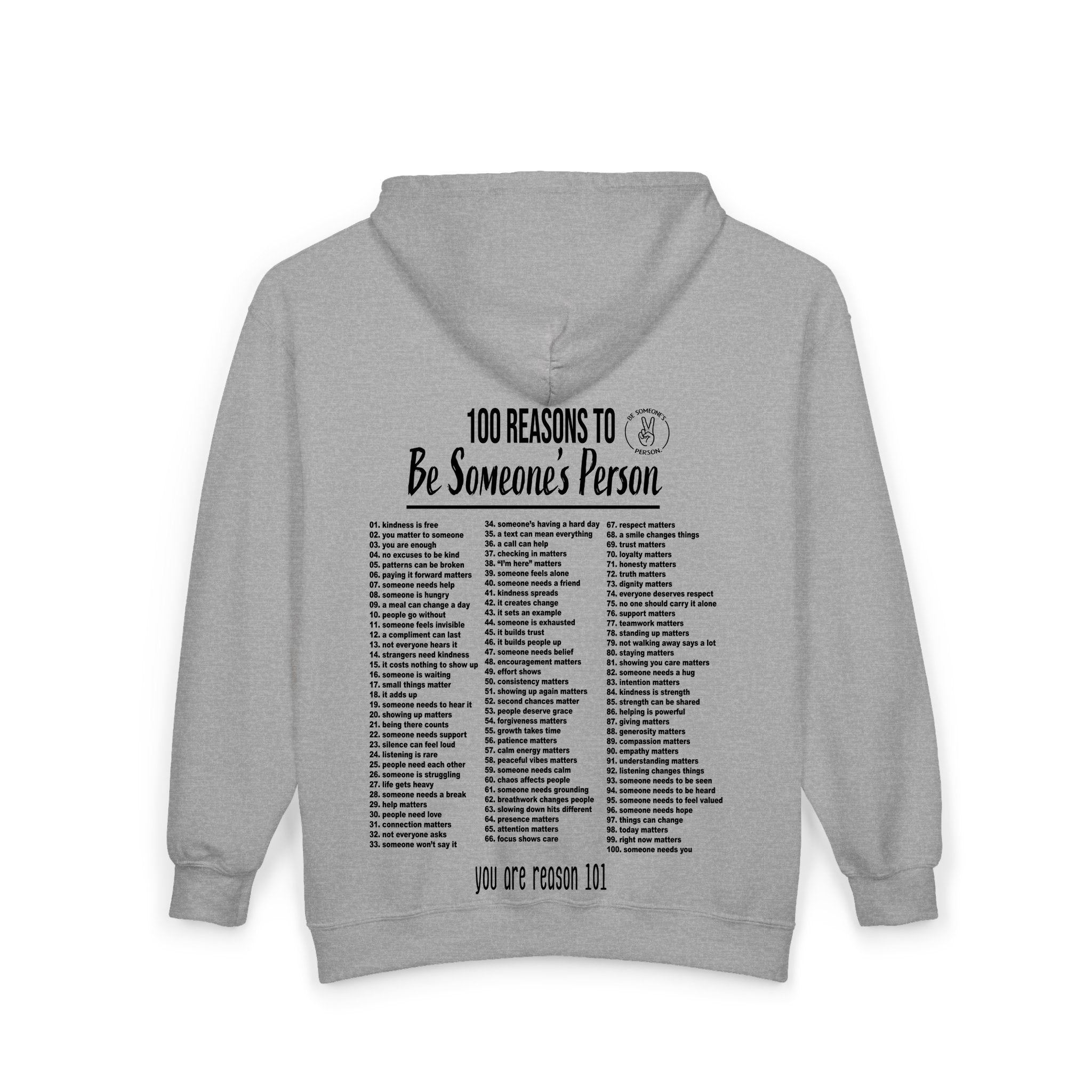 100 razones para ser la persona de alguien. Sudaderas con capucha con cremallera - anverso y reverso
