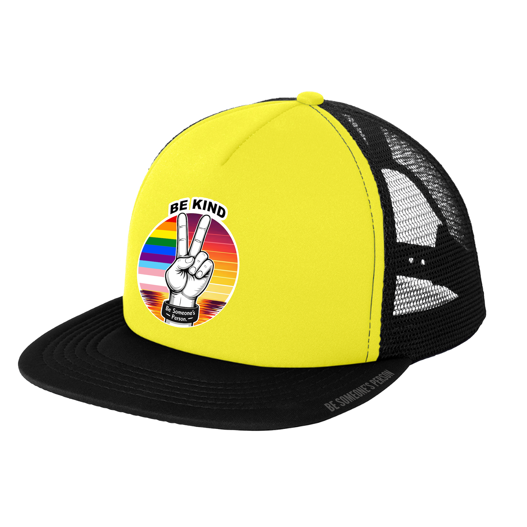 Gorras Trucker con el Símbolo de la Paz "Sé Amable" - Edición Orgullo