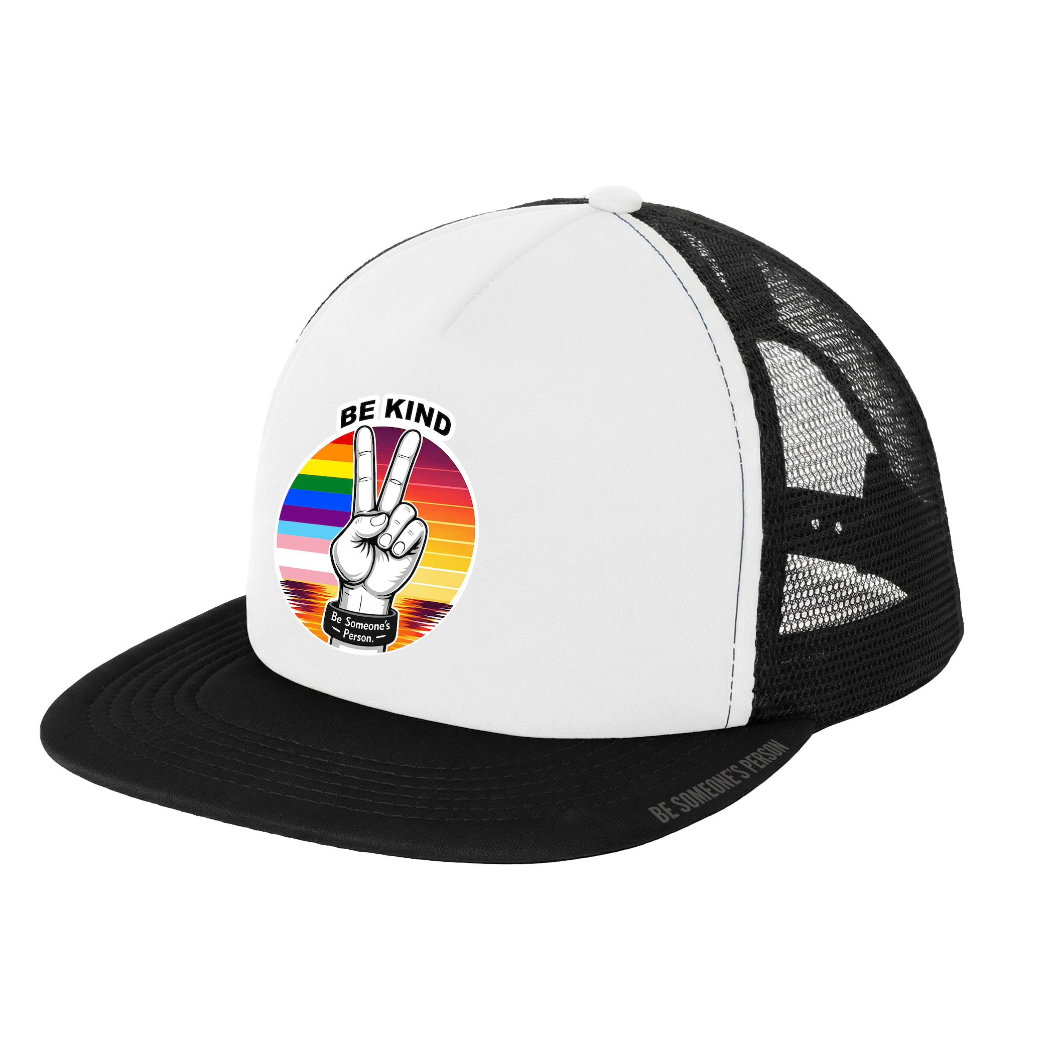 Gorras Trucker con el Símbolo de la Paz "Sé Amable" - Edición Orgullo