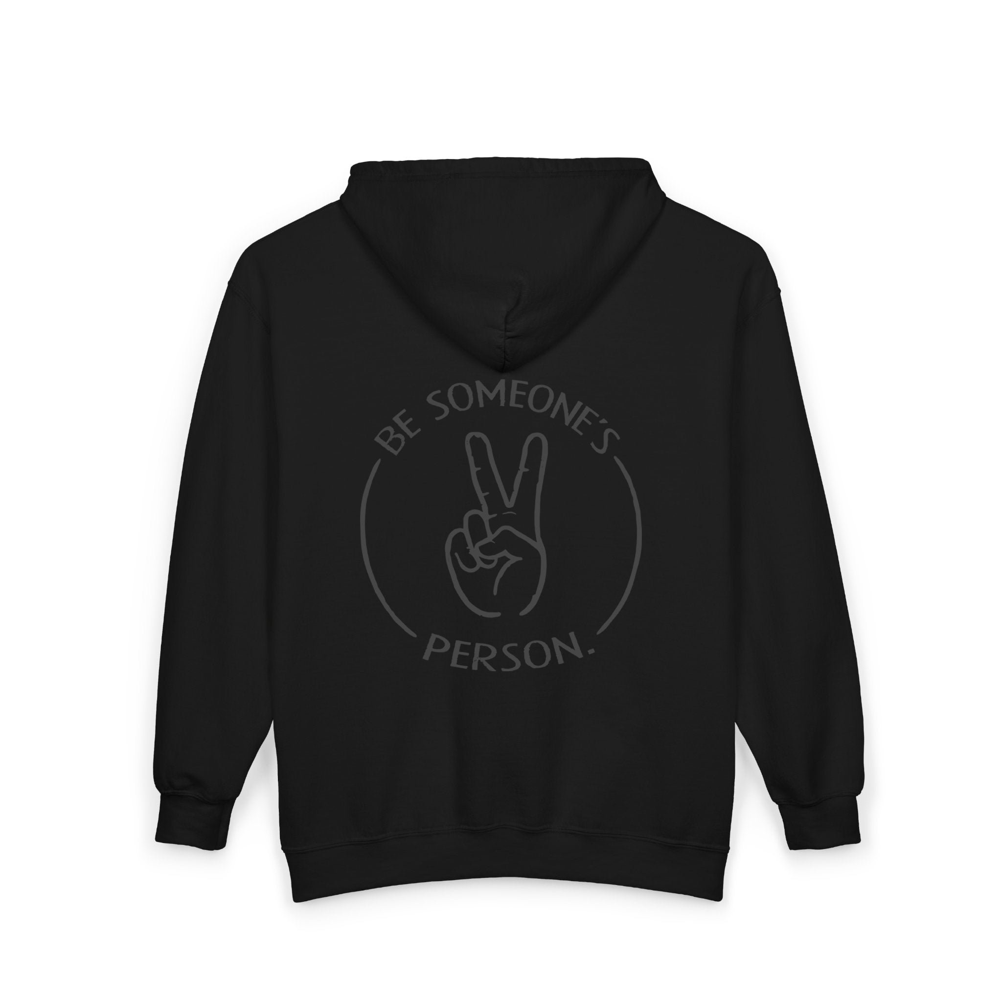 Sudaderas con capucha negras (con cremallera) - parte delantera y trasera