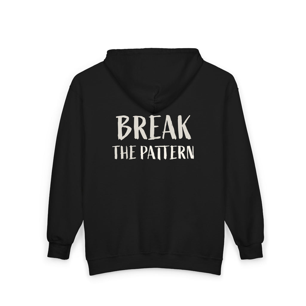 Sudaderas con capucha y cremallera de la colección Break The Pattern - frontal y trasera