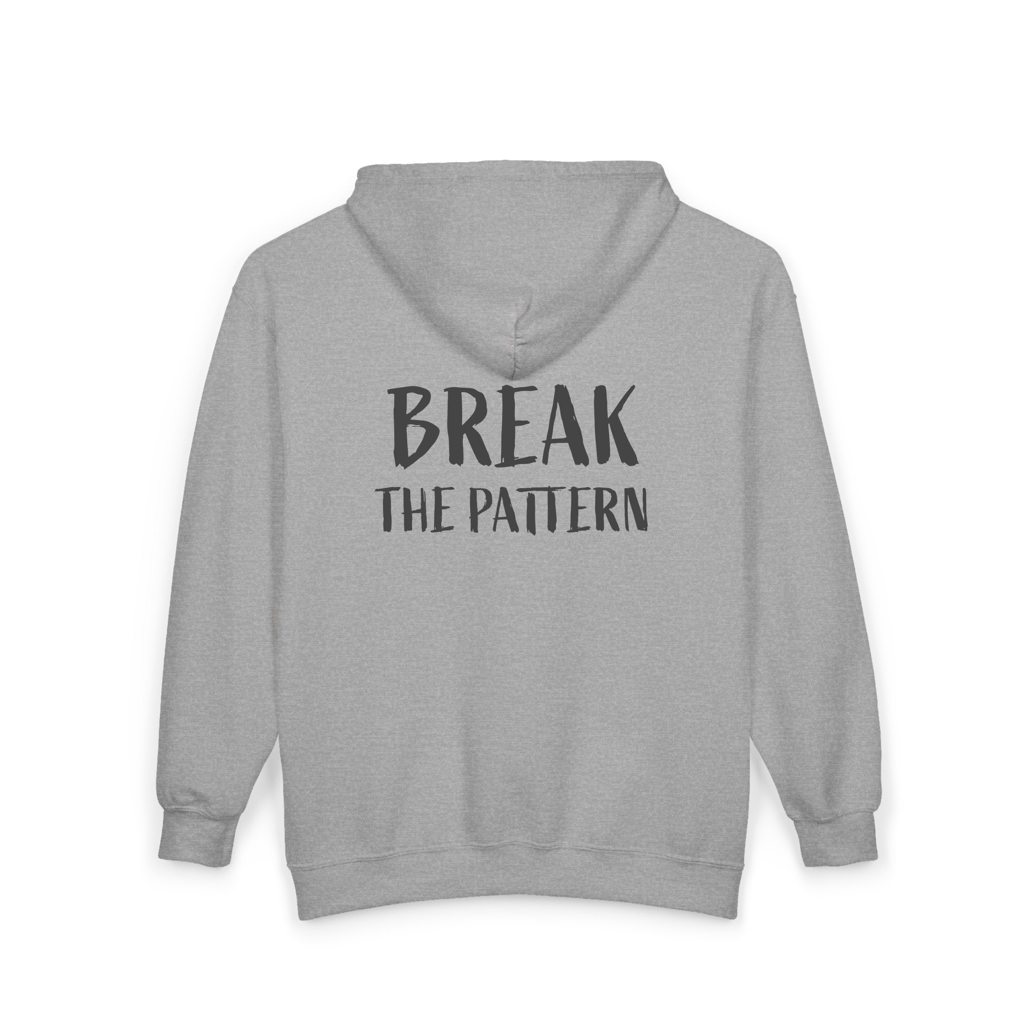 Sudaderas con capucha y cremallera de la colección Break The Pattern - frontal y trasera