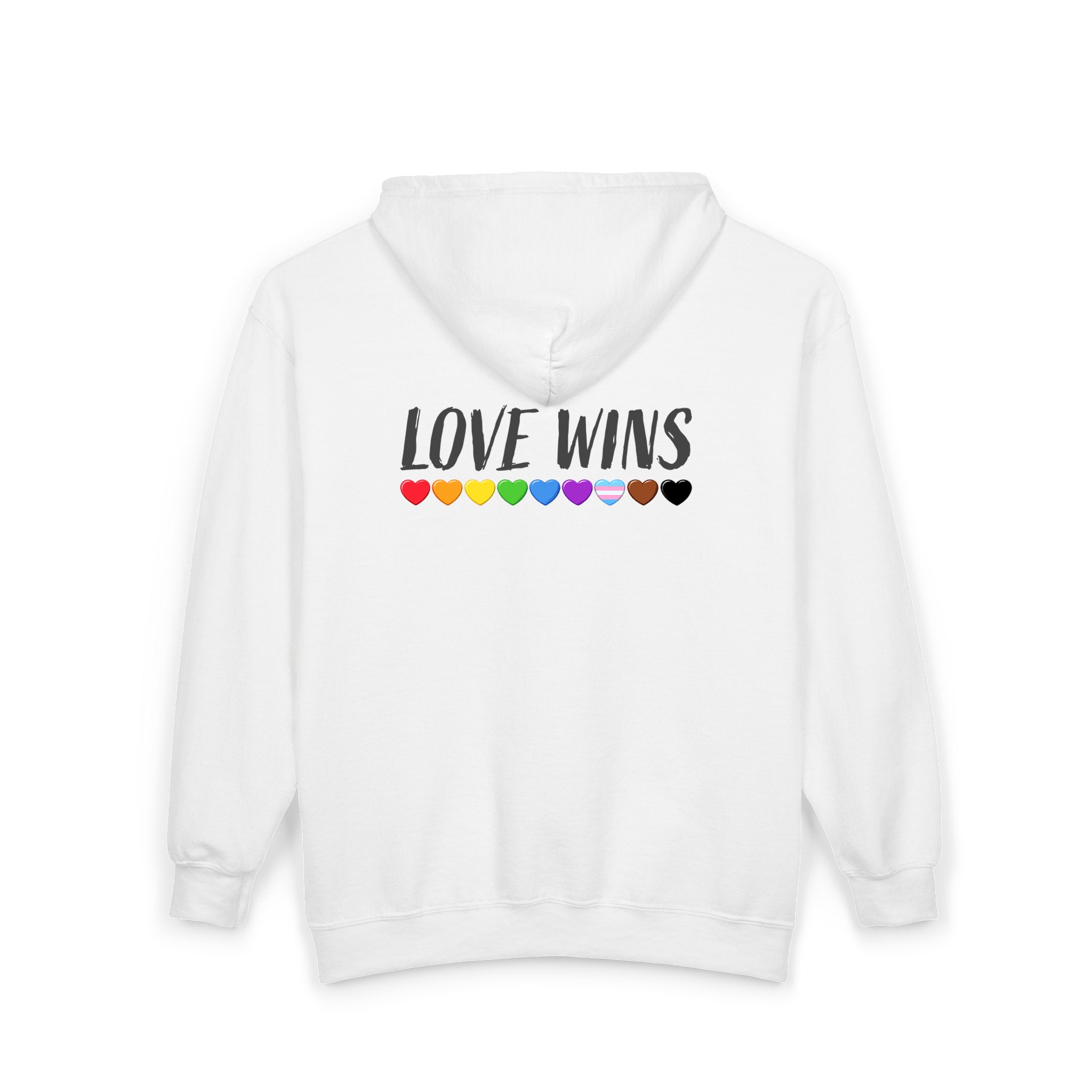 Sudadera con capucha y cremallera Love Wins - estampado frontal y trasero