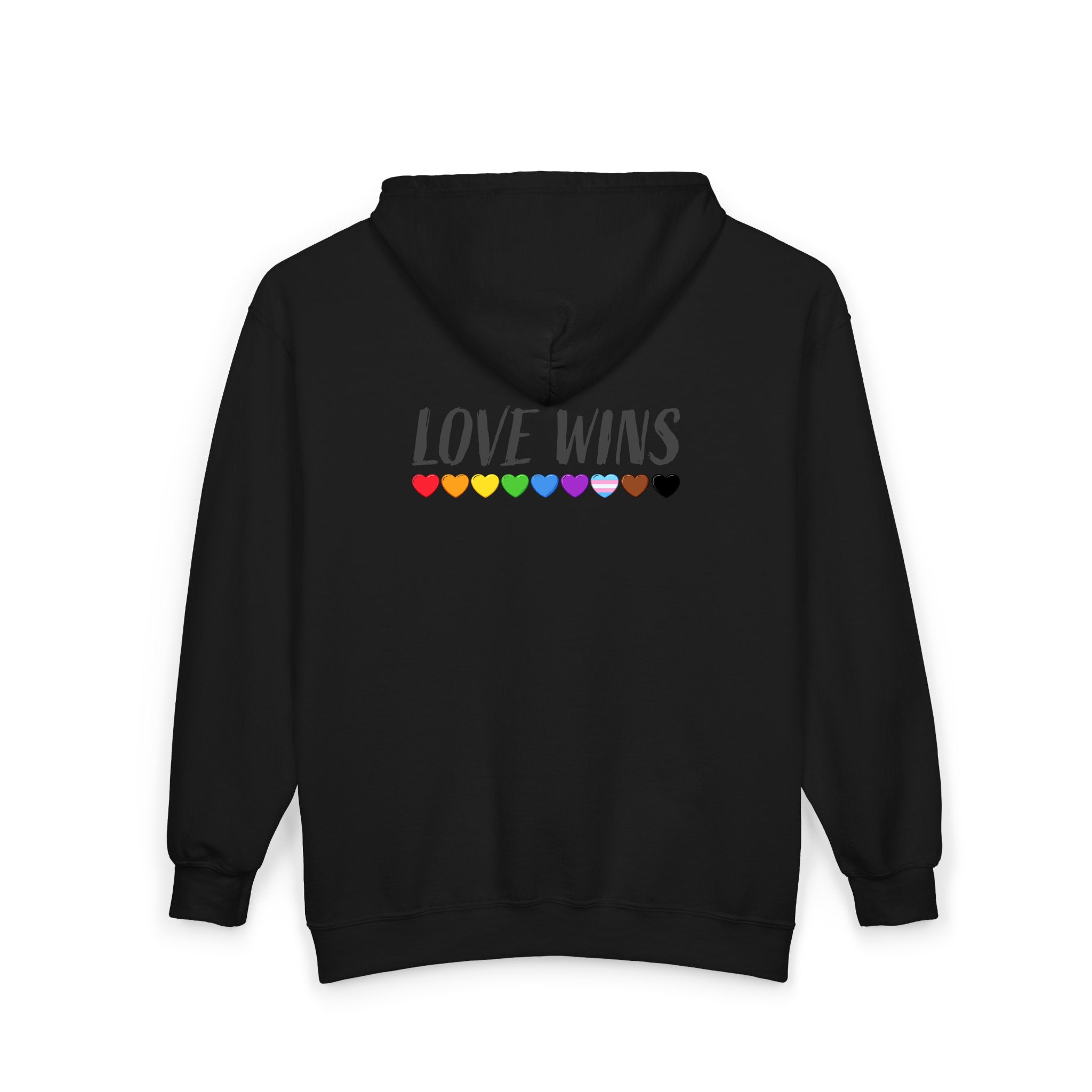 Sudaderas con capucha negras (con cremallera) - parte delantera y trasera