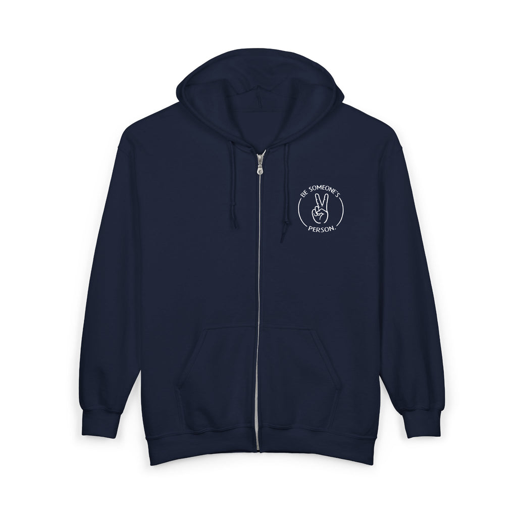 Be Someone's Person Block Zip Hoodies - front & back