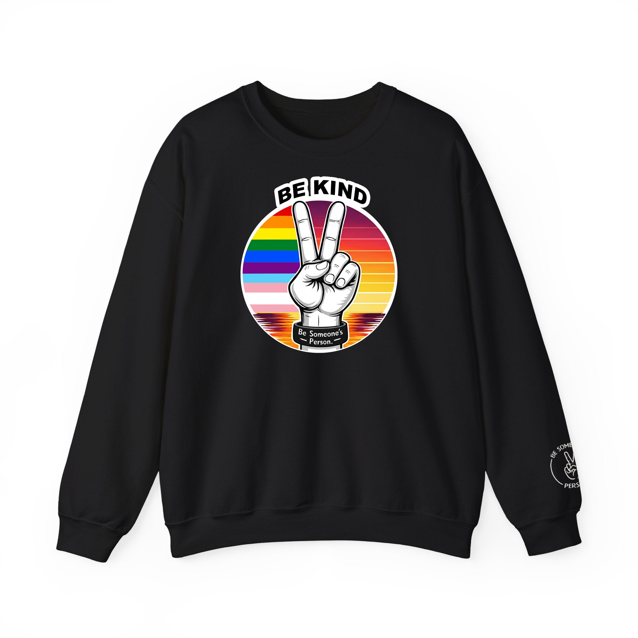 Sudaderas con cuello redondo con el signo de la paz "Sé amable" – Edición Orgullo
