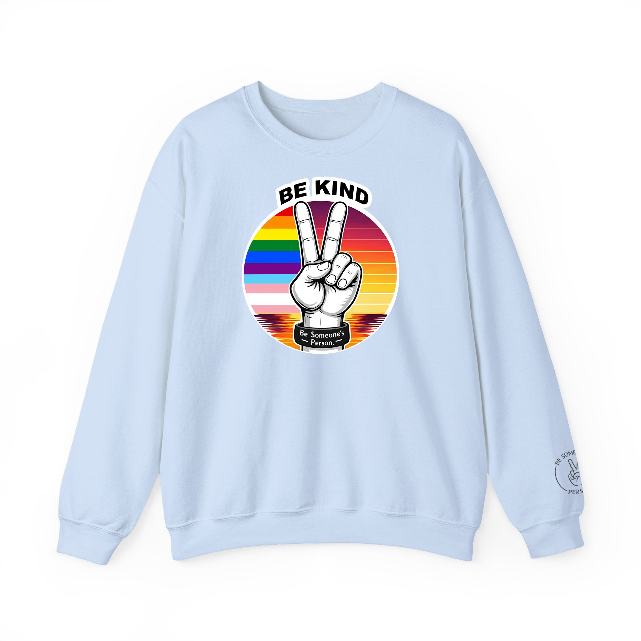 Sudaderas con cuello redondo con el signo de la paz "Sé amable" – Edición Orgullo