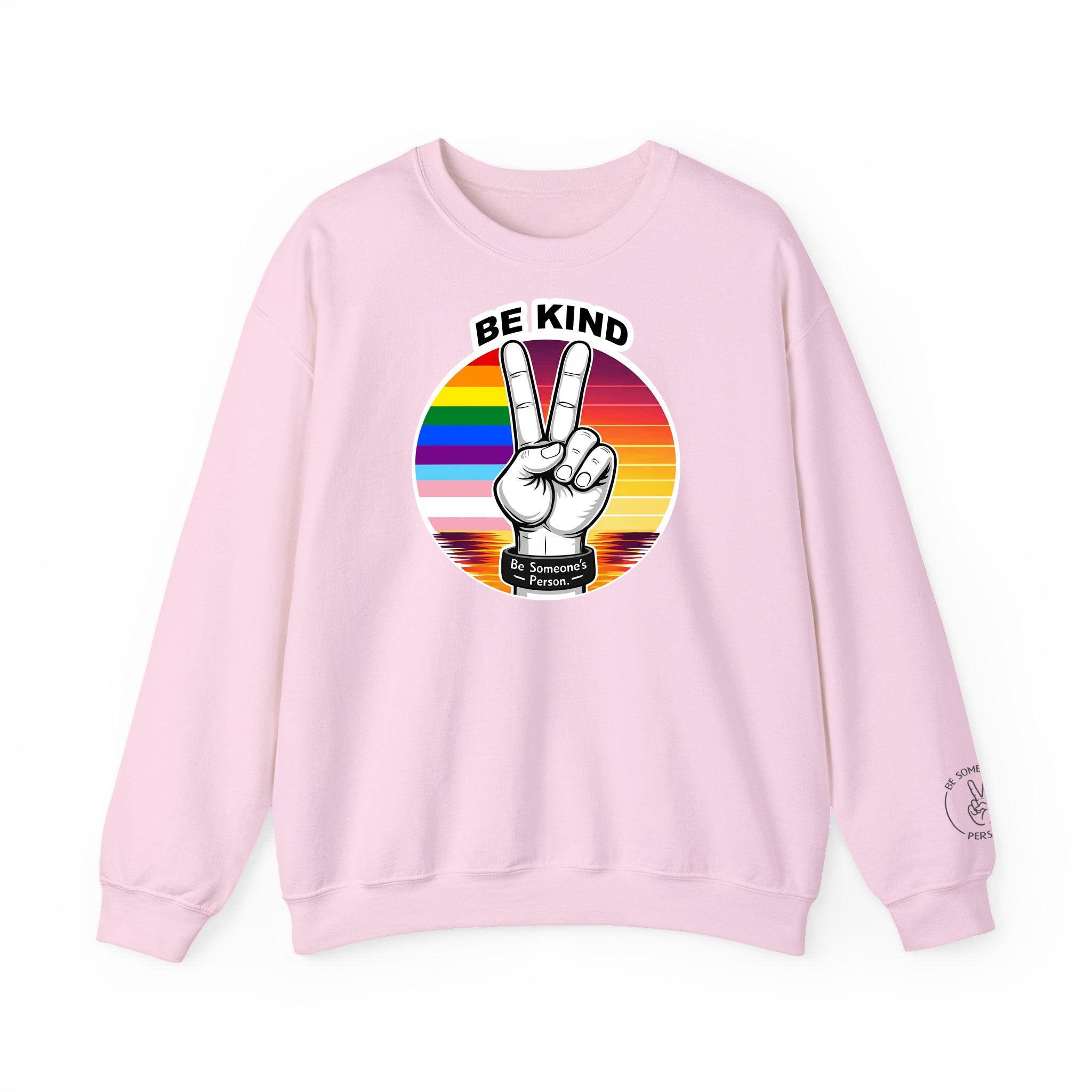 Sudaderas con cuello redondo con el signo de la paz "Sé amable" – Edición Orgullo