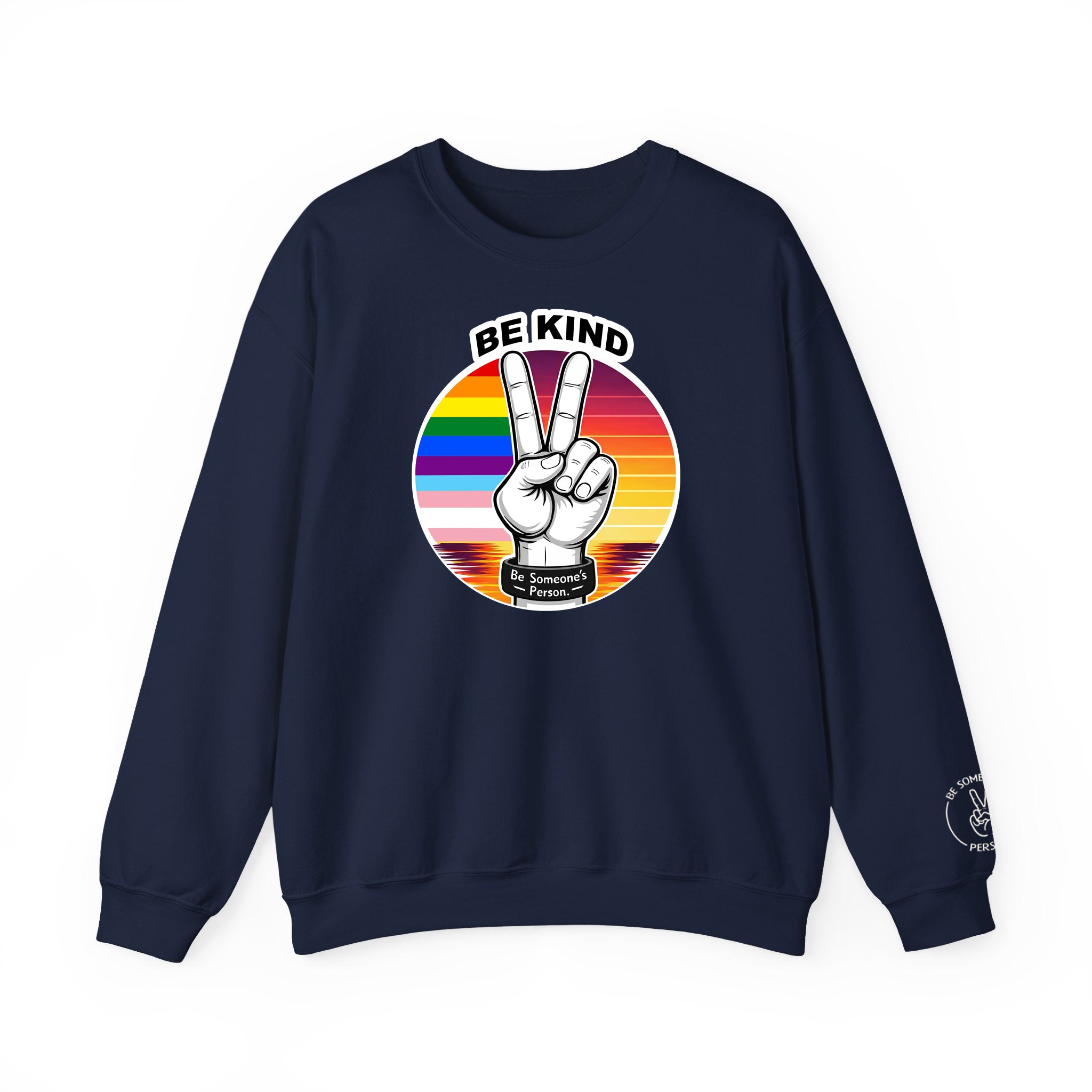 Sudaderas con cuello redondo con el signo de la paz "Sé amable" – Edición Orgullo