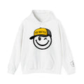 White You Matter Smiley hoodie composite showing front logo and full back print, created by Kayla and Samantha for Be Someone's Person.