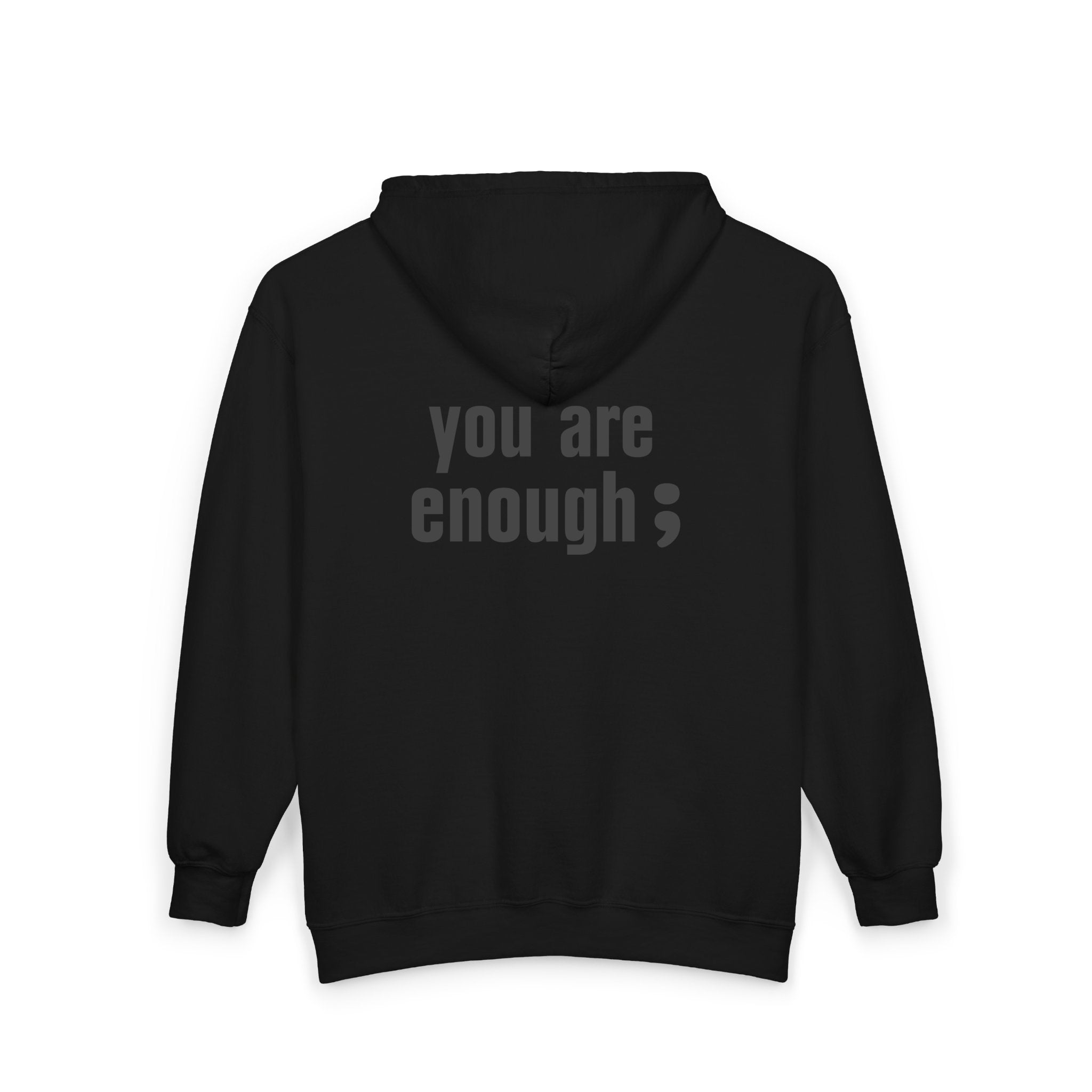 Sudaderas con capucha negras (con cremallera) - parte delantera y trasera